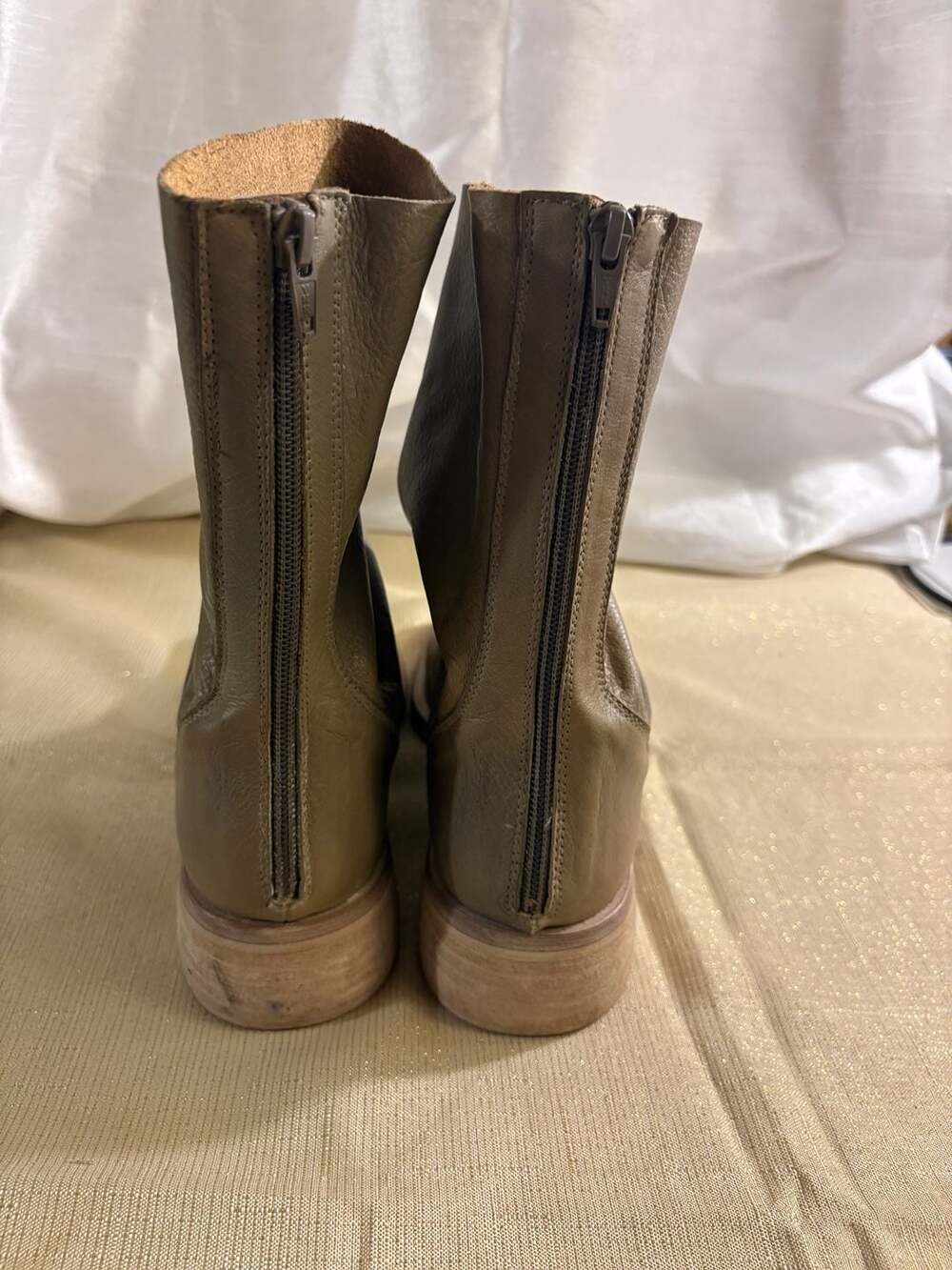 Free People Sutton Tight Slouch Boots Taupe Leather - Picture 4 of 11